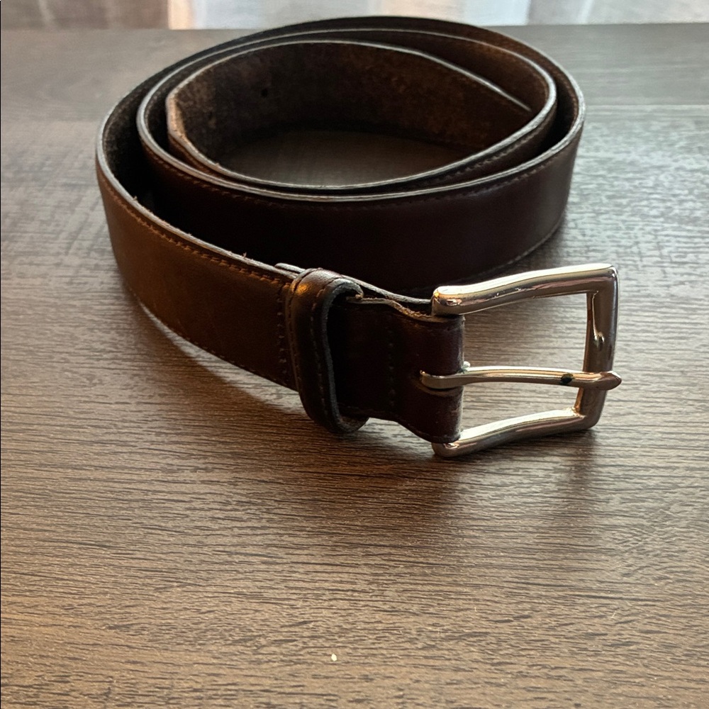 J. Crew Dark Brown Leather Belt with Silver Buckle